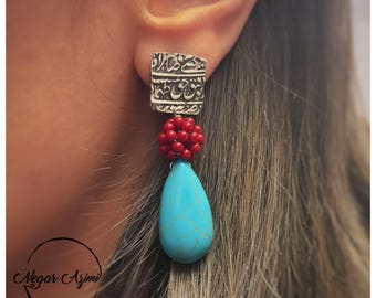 Handmade vintage 925 silver coin earrings, seke earrings