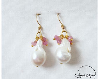 natural baroque pearls drop earrings