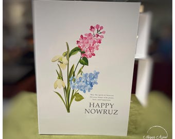 Persian Nowruz Greeting Card, Happy New Year Floral Design (A5)
