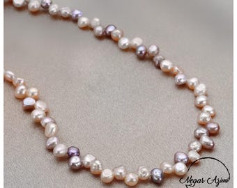 Natural Pearl Necklace with Gold Plated Clasp