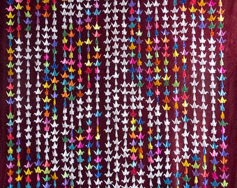 1000 Origami Crane Wall or Window Hanging – “Peaceful Colors”  -   20 colors - 5 feet wide and 6 feet long