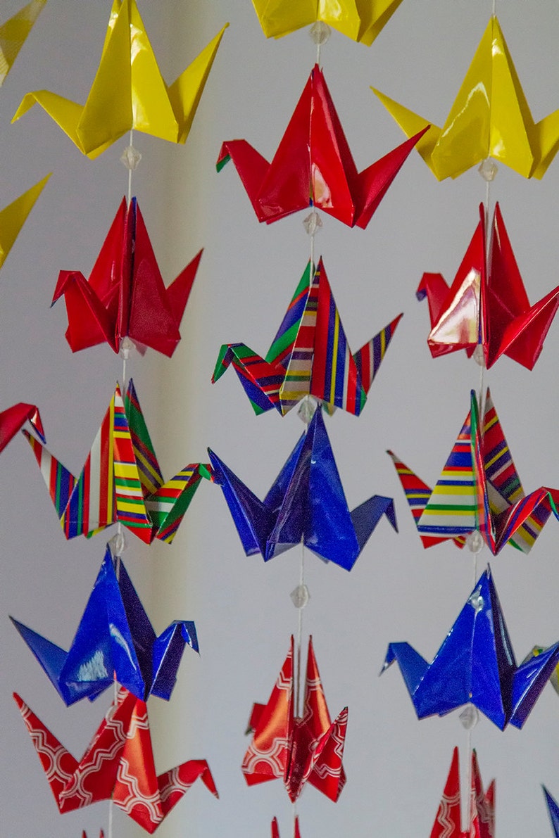 1000 Origami Crane Hanging in a Mountain Design with clear Etsy