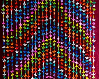 1000 Origami Cranes – Vibrant Multi Colored Hanging – Wall Hanging – Curtain – Mountain Shaped Design – 12 Colors