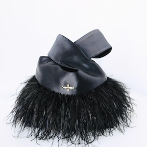 Black Feather Japanese Knot Bag: Satin Evening Clutch, Handmade Bridal Purse