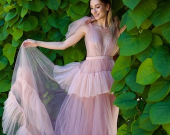 Blush Romantisches Tüll Verlobungskleid – Verträumtes Love Story Kleid für den Frühling 2026
