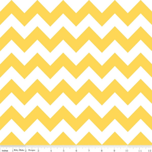 SALE - Medium Chevron Stripe in Yellow - C320-50 - 1 Yard - Riley Blake Designs