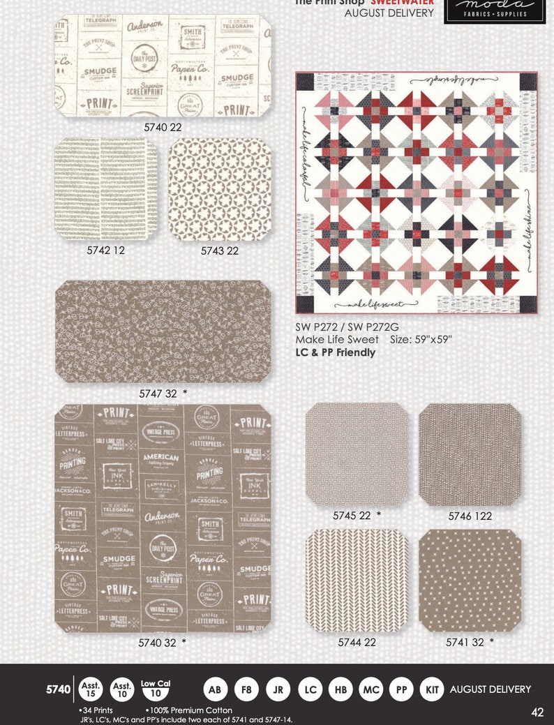 Fat Quarters 34 The Print Shop SALE - Sweetwater for Moda Fabric