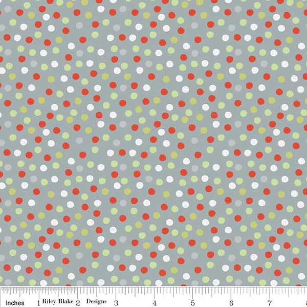 A Merry Little Christmas - Dot in Gray - 1 Yard - sku C3374 - by Zoe Pearn for Riley Blake Designs