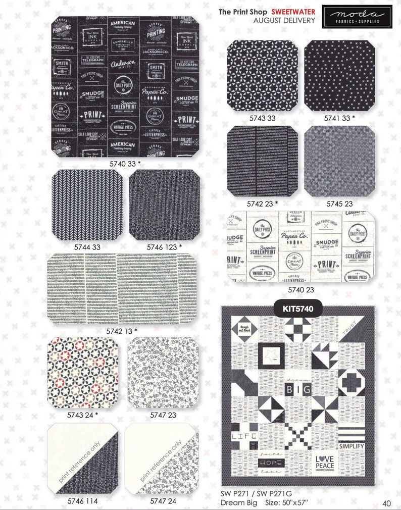 Fat Quarters 34 The Print Shop SALE - Sweetwater for Moda Fabric