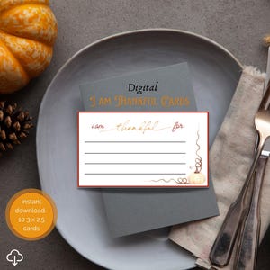 Thanksgiving I Am Thankful Cards, Gratitude Cards, Printable Thankful Cards, Kids Thankful Coloring Jar