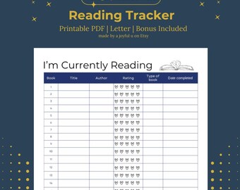 Printable Reading Log: Book Tracker, Books to Read (PDF)