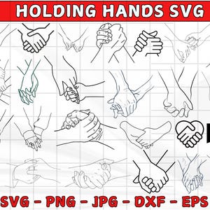 Holding Hands svg Bundle, Holding Hand Cut File, Holding Hand Silhouette, Couple Hands svg For Cricut, Pinky Hold svg, Digital Bundle