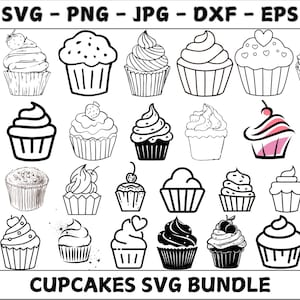 Cupcake SVG, Cake Cut file, Cupcake bundle svg, jpg ,png, Sweets svg, Cupcake Outline SVG, Birthday svg, Cupcake clipart Instant download