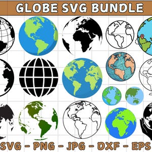 Globus SVG-Bundle, Planet PNG-Bundle, Welt Clipart, Globus Silhouette, Weltkugel SVG-Schnittdateien für Cricut, Globus und Anker svg