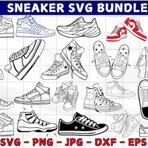 Sneaker Svg Bundle, Sneakers Svg, Running Shoes, Sneaker Clipart, Png for Sublimation, Basketball Shoes Svg Files for Cricut, Silhouette
