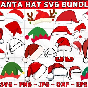 Santa Hat Svg Bundle, Christmas SVG, Santa Hat Silhouette, Christmas Svg Cut Files, Santa Claus Hat Svg, Reindeer Santa Hat svg, Xmas Svg
