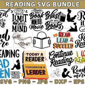 Reading SVG Bundle, Book Lovers svg, Librarian svg, Book Quotes svg, Book Worm svg, Instant Download