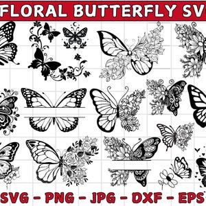 Butterfly Svg | Floral butterfly svg | Butterfly flower svg | Butterfly svg file | Floral butterfly svg | Cutting file Cricut Silhouette