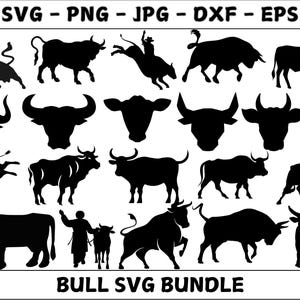 Bull SVG Bundle, Bull Clipart Bundle, Bull Cut Files, Bull Cricut, Bull Silhouette, Bull Head Svg, Farm Animal Svg, Angry Bull svg