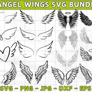 Alas de ángel Svg/ Alas de ángel Png/ Alas de ángel Clipart/ Ángel en el cielo Svg/ Alas de ángel Archivos cortados/ Archivos SVG para Cricut/ Ala de ángel