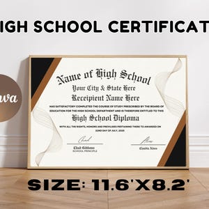 High School Diploma, Homeschool Diploma, Editable Diploma Template, GED Diploma, Printable Certificate With Seal, Diploma Replica, Canva