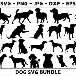 Dog Silhouette SVG Bundle File, All Dog breeds Complete Collection, Dog Clipart for Cricut | Laser Cut, png SVG DXF Vector Commercial Use