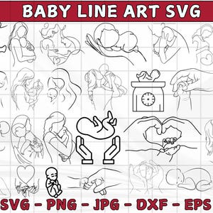 Baby Line Art\ Child\ Baby\ Newborn Toddler\ Line Drawing\ Instant Digital Download\ Laser Cutting File\ SVG\ PNG file