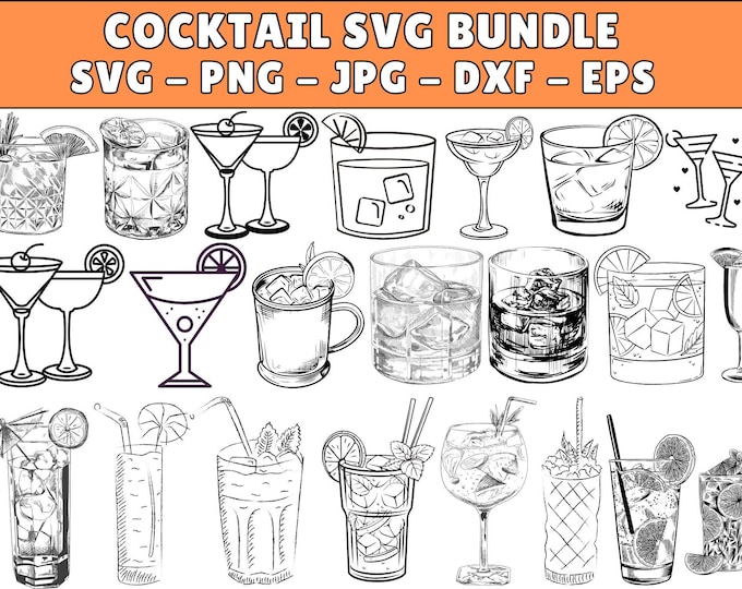 Cocktail SVG Bundle, Cocktail PNG Bundle, Cocktail Clipart, Cocktail ...