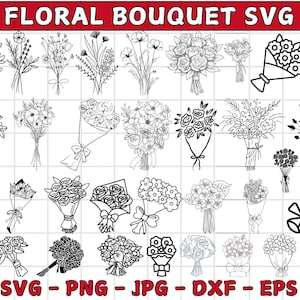 Blumenstrauß-Svg-Bundle, Blumenstrauß Png, Blumen-Svg, Hochzeit-Svg, Botanisches svg, Wilde Blumen, netter Blumenstrauß, geblümt für Cricut, Silhouette