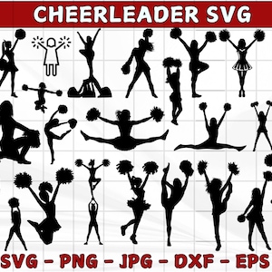 Cheerleader Svg Bundle, Cheerleader Clipart, Cheerleading Svg, Cheerleader Cut Files for Cricut, Cheerleader Silhouette, Cheer Svg,Png,Dxf