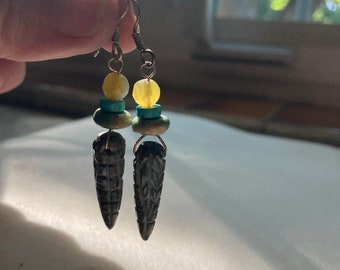 jade, turquoise & agate earrings