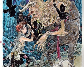 Peter Patches Rescues His Flock From The Wicked 8 X 10 Art Fantasy Drawing Illustration Print