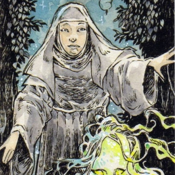 Will-o'-the-Wisp ACEO Lady Ghosts Spooky Scary Illustration Drawing Print By Kevin King