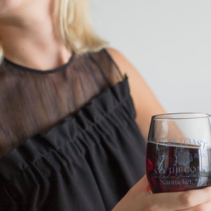 Último brindis en la costa Copa de vino sin tallo personalizable para despedida de soltera Regalo para dama de honor Regalo para novia Último brindis en la costa