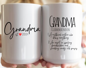 Personalized Grandma Est Mug, Personalized Grandma Coffee Cup Gift for Mother's Day, Grandma Definition for New Grandma, Grandma to be Gift