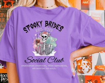 Personalized Spooky Bride Shirt, Custom Year Bride Tee, Halloween Bachelorette Shirt, Gothic Wedding Gift, Comfort Colors Bride Tee