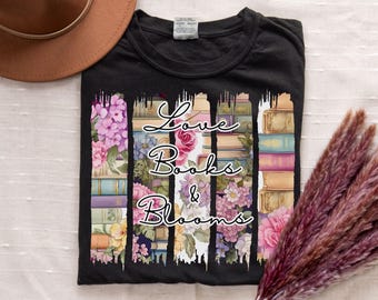 Comfort Colors® Cottagecore Book Lover Shirt | Floral Reading Tee | Vintage Book Aesthetic Bibliophile Gift for Women | Cozy Bookworm Tee