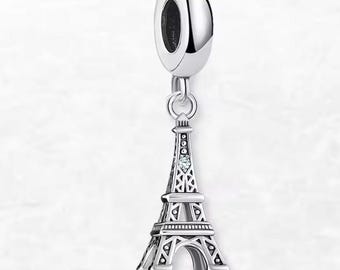 Paris Eiffel Tower Dangle Charm, European Style Bracelet, Travel Charm,  Genuine Sterling Silver, Charm for Bracelet