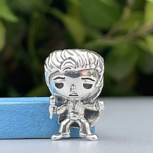 Elvis Presley Singing Charm, S925 Sterling Silber Charm, für Bettelarmband, Elvis Schmuck, Rock n Roll Musiker Geschenk