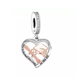 Abschluss Charm, sie glaubte, sie könnte so, dass sie hat passt europäische Armbänder, 925 Sterling Silber Abschluss Schmuck Abschluss Geschenk Andenken