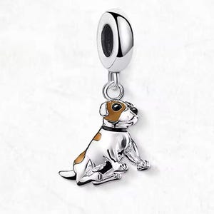 Jack Russell Terrier Dog Charm, Jack Russel Jewelry, Ring or Lobster Claw Charm, S925 Sterling silver, Jack Russel Lover Charm
