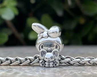 Colgante de plata de My Melody para pulsera de estilo europeo, plata de ley S925, colgantes de personajes de anime