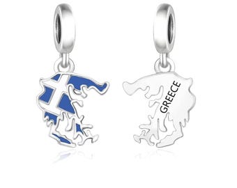 Dije de bandera de Grecia, dije de plata esterlina genuina para pulseras, dije de viaje
