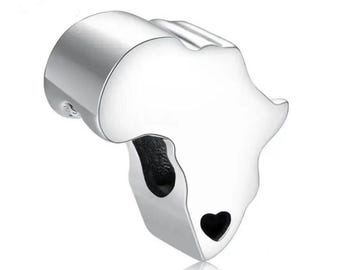 Love South Africa African Map Charm, Genuine sterling silver Charm for Bracelets, Travel Charm