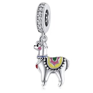 Alpaka baumeln Charme, Lama Charme, echtes Sterling Silber & CZ, Charme für Armband, Halskette, Lama Charme
