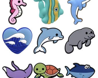 Ocean Life Shoe Charms | Whale, Dolphin & Sea Turtle Clog Pins | Cute Summer Marine Theme Accessories | Nautical Gift