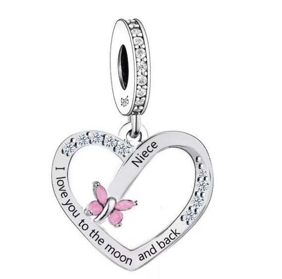 thumbnail image 2 of 925 Sterling Silver Niece Charm – "Love You To The Moon" – Christmas/Birthday Gift 2 of 3