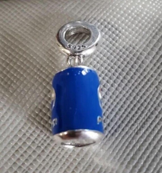 Pepsi Cola Can Dangle Charm: Sterling Silver Enamel Bracelet Charm