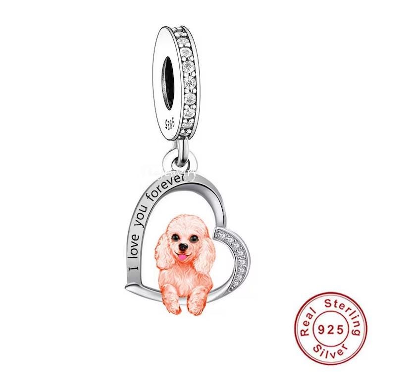 HOT Dangle Charm Pandora Poodle Dog Charm Poodle Dog