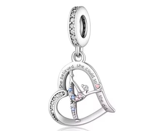 Collana Ginnastica In Argento 925 Con Ciondolo Cuore E Cristalli - Gioiello Per Ginnaste, Donne E Ragazze - Regalo Con Confezione E Panno
